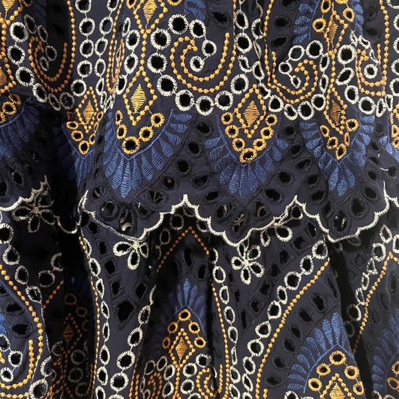 Anthropologie Elegant Navy Blue Embroidered Dress - Picture 2 of 9